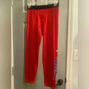 Texas Rangers Boys Spandex Leggings Pants size  Large 12-14 EUC in red pattern